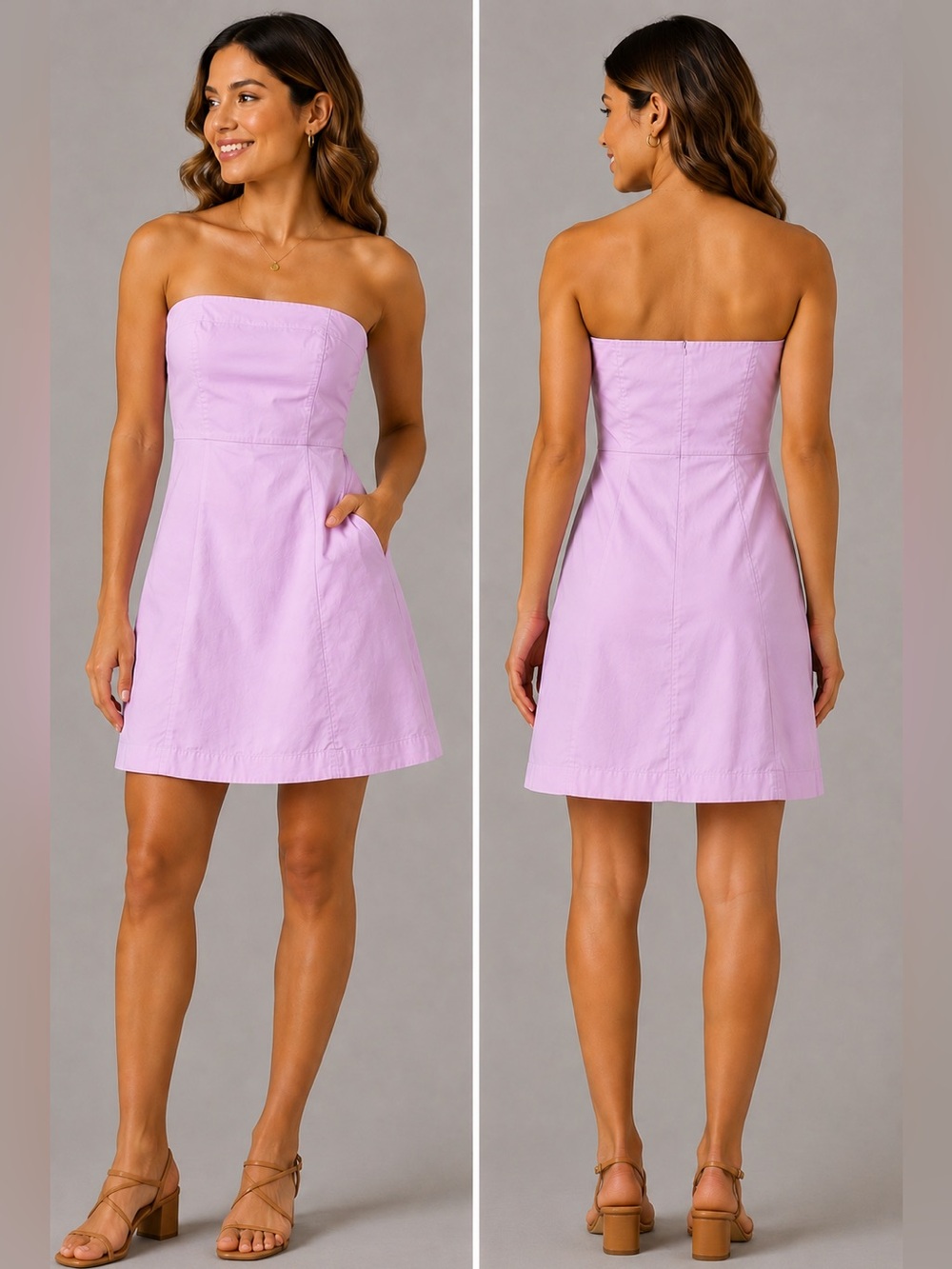 GAP Strapless Pink A-Line Dress | Size 14 | Stretch Cotton Sundress